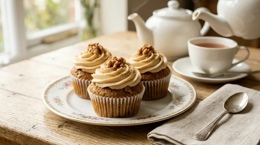 Coffee And Walnut Cupcakes Serving Style
