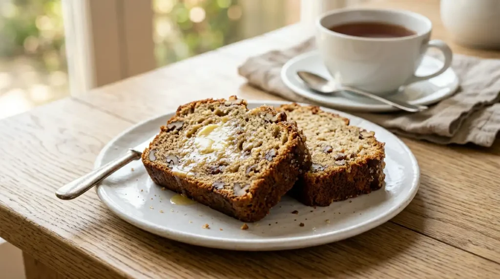 Slices of banana walnut loaf