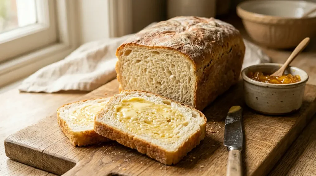 White Bread Sliced on wooden board