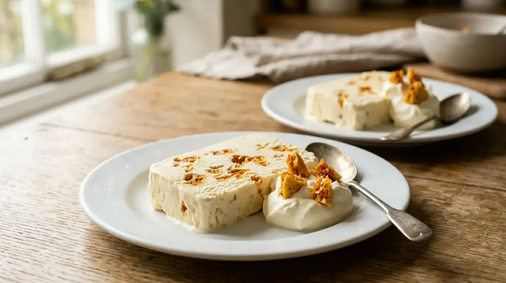 Mary Berry Honeycomb Ice Cream Recipe 3 Honeycomb Ice Cream served on plate
